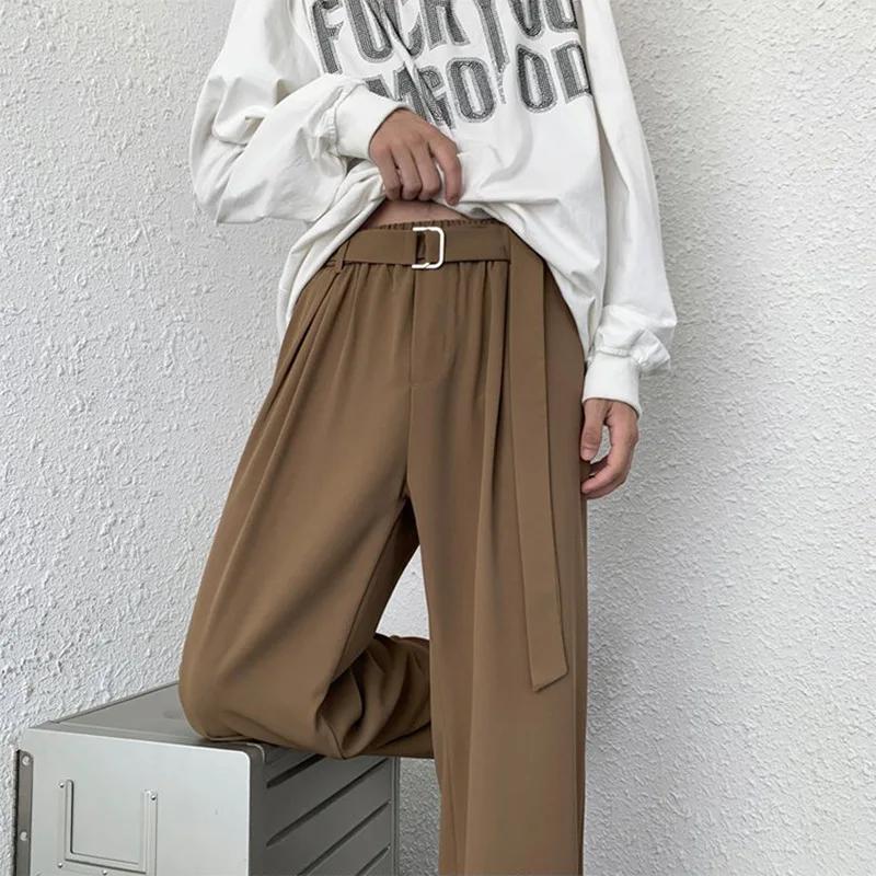 Beaux pantalons haut de gamme pour hommes, pantalons de costume marron drapés