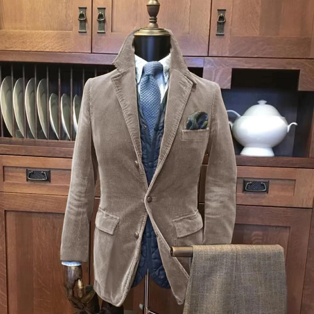 Veste d'automne en velours côtelé pour hommes