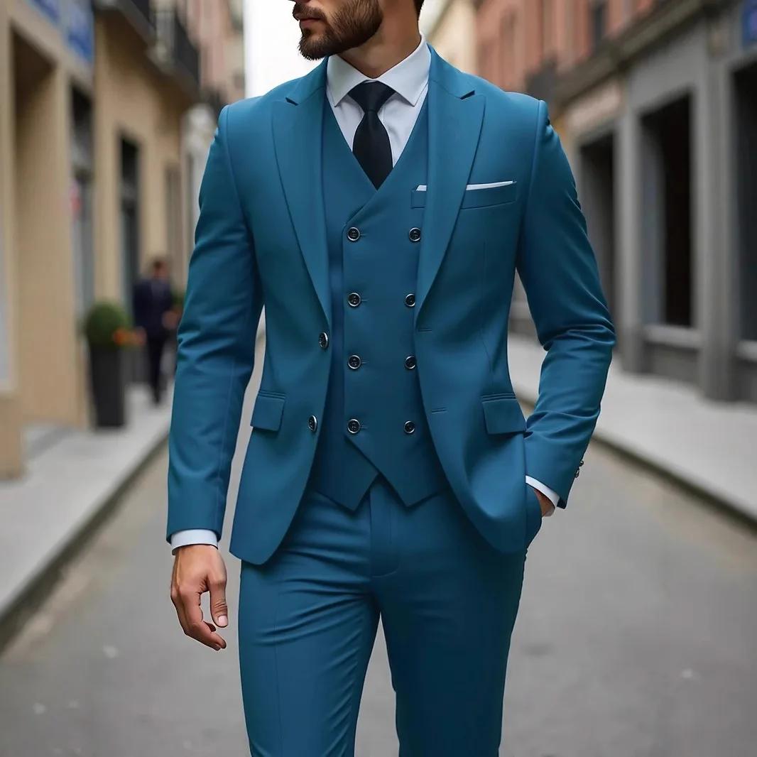 Tuxedos de mariage classique coupe ajustée marié pour hommes 3 pièces costume de garçons d'honneur