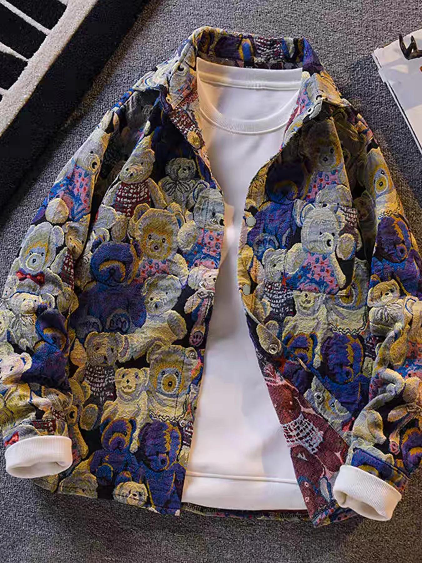 Veste Teddy Bear à imprimé intégral de style High Street pour hommes