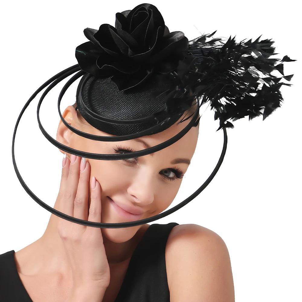 Nouveau Beige course Occasion Fascinator chapeaux nœud papillon mariée mariage église