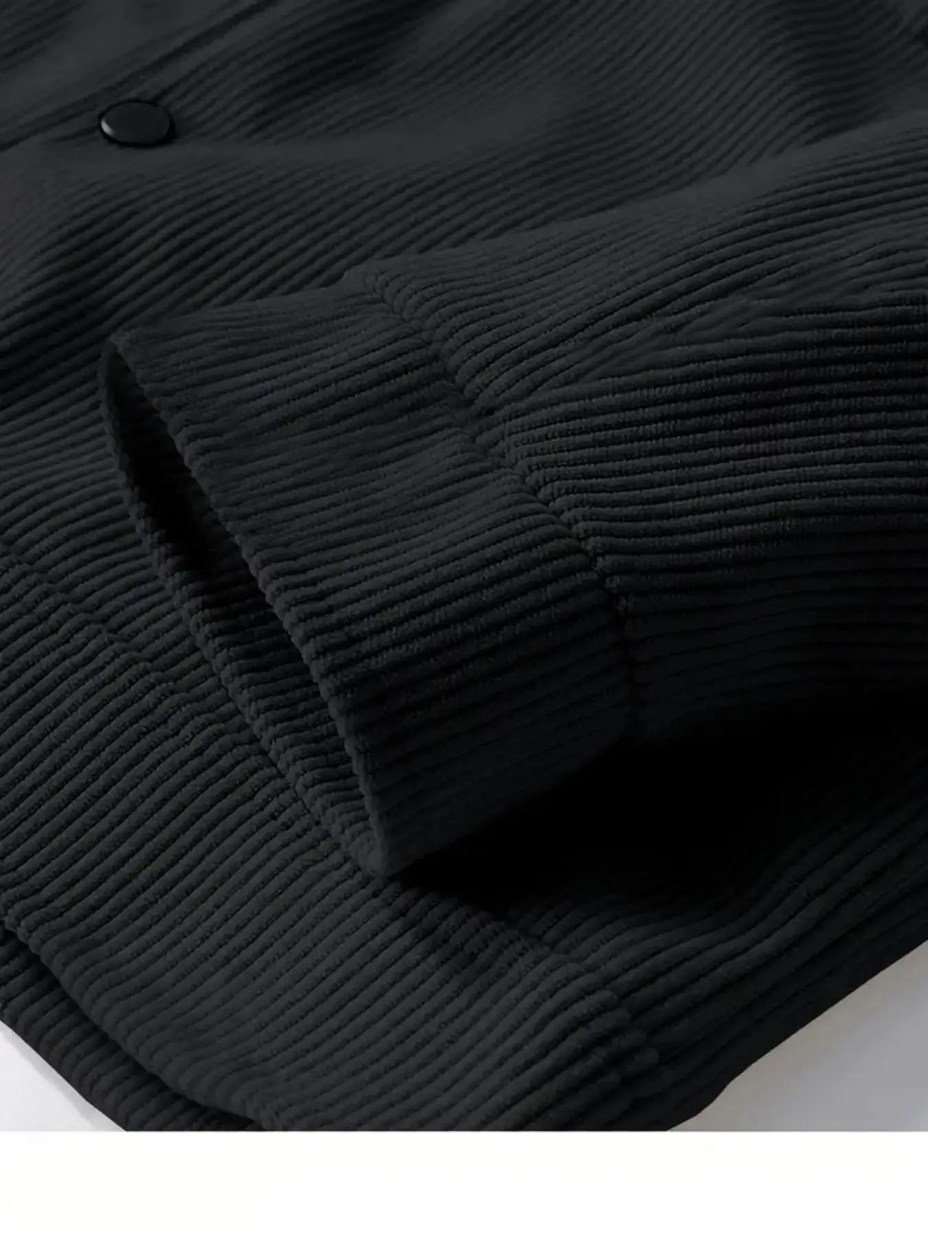 Veste en velours côtelé noir décontractée pour homme