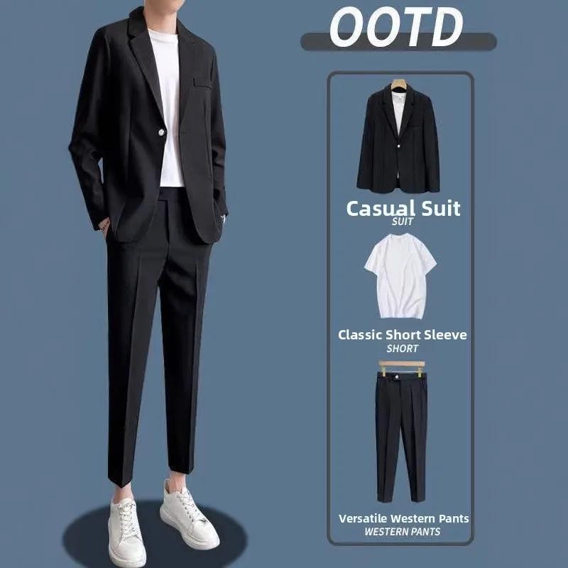 Ensemble de costume décontracté pour homme style britannique – Veste et pantalon formels pour jeunes
